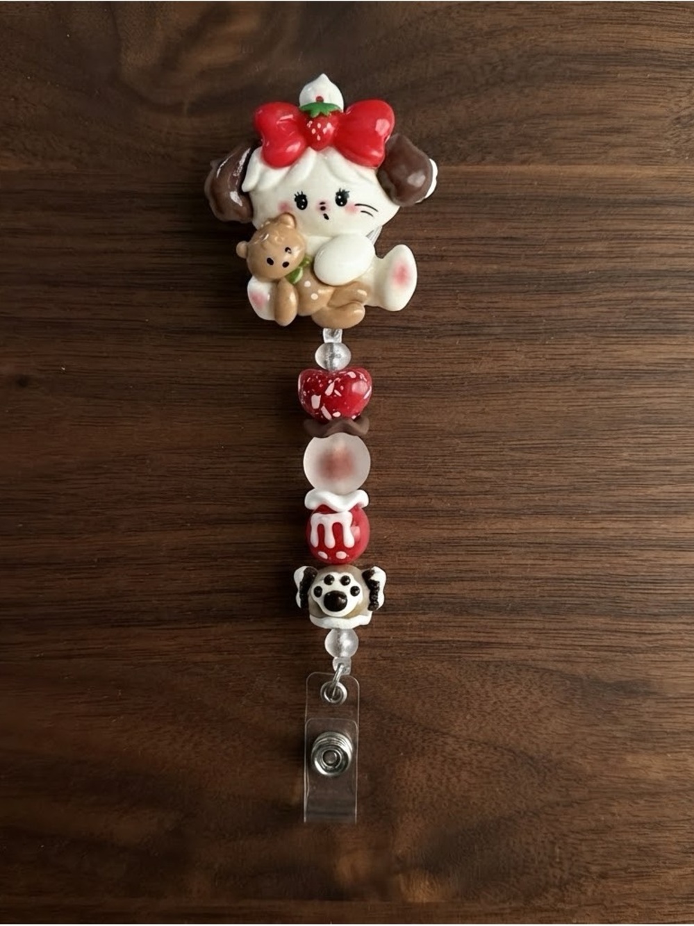 Cute ID Badge Reel with Mikko Souffle puppy